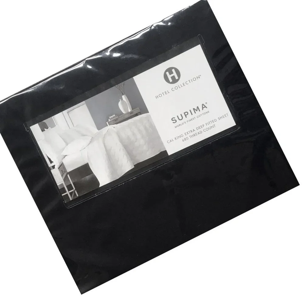 new BLACK Hotel Collection 680 TC 100% Cotton CAL KING EXTRA DEEP Fitted Sheet
